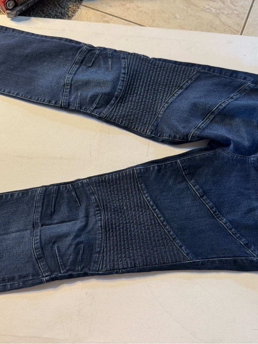True Religion Men's Dark Blue Moto Slim Straight Jeans